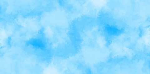 blue sky with clouds. Light sky blue shades watercolor background. Sky Nature Landscape Background. sky background with white fluffy clouds.><	