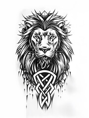 Obraz premium Lion head very simple traditional tattoo flash styles illustration