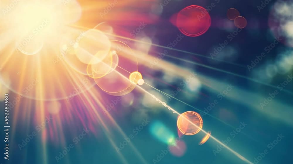 Poster a colorful, blurry background with a bright sun shining through the center. the sun is surrounded by
