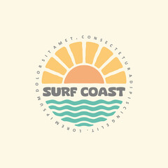Vintage surf design template for surf club, surf shop, surf merch. © Fajarrabadi