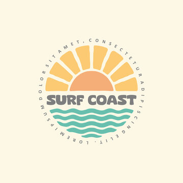 Vintage surf design template for surf club, surf shop, surf merch.
