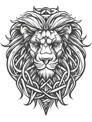 Obraz premium Lion head very simple traditional tattoo flash styles illustration