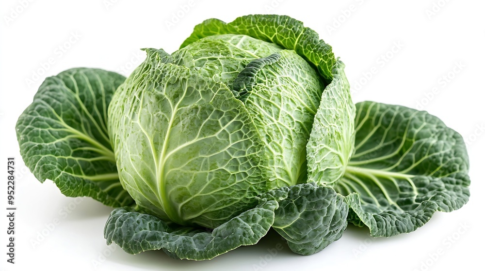 Poster fresh ripe cabbage vegetable isolated on a white background : generative ai