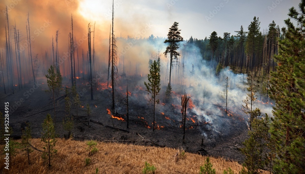 Wall mural the grim reality of a forest fire