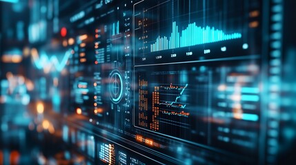 Business finance data analytics graphFinancial management technologyAdvisor using KPI Dashboard on virtual screen : Generative AI