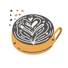 Illustration stamp stickers icons design dessert food drink coffee tea capuchino line decoration