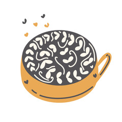 Illustration stamp stickers icons design dessert food drink coffee tea capuchino line decoration