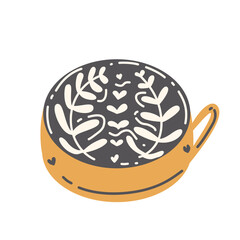 Illustration stamp stickers icons design dessert food drink coffee tea capuchino line decoration