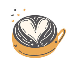 Illustration stamp stickers icons design dessert food drink coffee tea capuchino line decoration