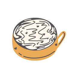 Illustration stamp stickers icons design dessert food drink coffee tea capuchino line decoration