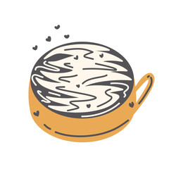 Illustration stamp stickers icons design dessert food drink coffee tea capuchino line decoration