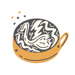 Illustration stamp stickers icons design dessert food drink coffee tea capuchino line decoration