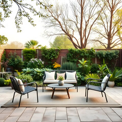 Fototapeta premium table and chairs in the garden