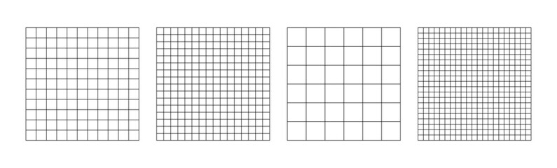 Wireframe grid collection in black colors PNG. Retro futuristic grid in 90s style, y2k