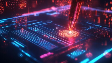 Obraz premium Digital Targeting System with Futuristic Interface