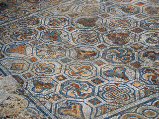 Ephesus,  Izmir province, Turkey : Roman city ruins from Ancient Greece, floor tiles mosaic