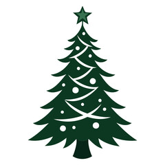 Christmas tree Black silhouette Vector Illustration isolated on a white background