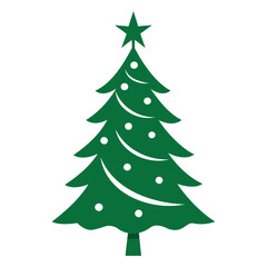 Christmas tree Black silhouette Vector Illustration isolated on a white background