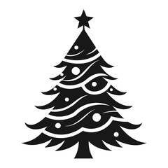 Fototapeta premium Christmas tree Black silhouette Vector Illustration isolated on a white background