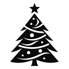 Christmas tree Black silhouette Vector Illustration isolated on a white background