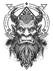 Obraz premium Ogre head very simple traditional tattoo flash styles illustration