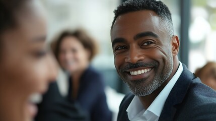 Group of company employees having fun in team building meeting Smiling business coach engaging office workers in ice breaker activities Professional team leader teaching workers to be  : Generative AI