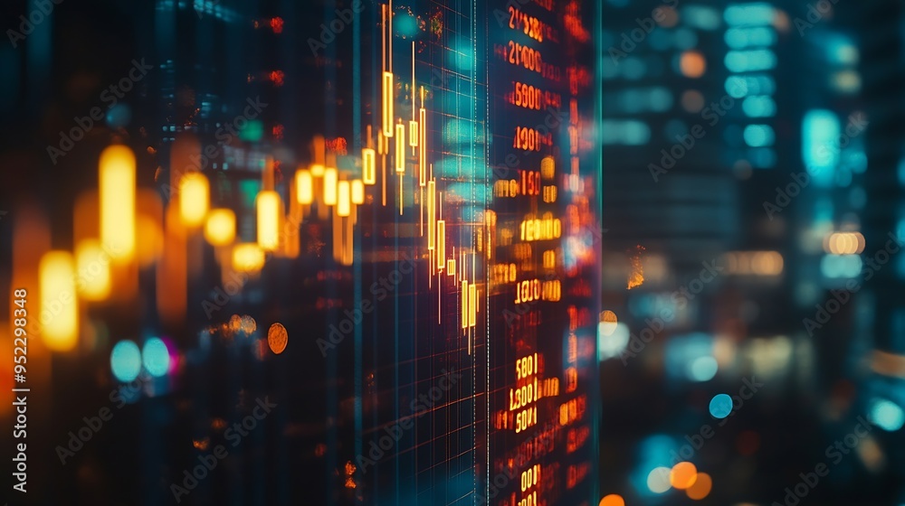 Poster stock market or forex trading graph and candlestick chart suitable for financial investment concept 