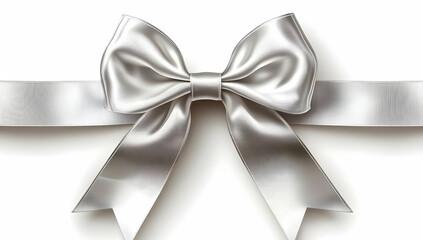 Naklejka premium Elegant silver ribbon bow perfect for gifts, decorations, or crafting projects. A classic touch to add sophistication.