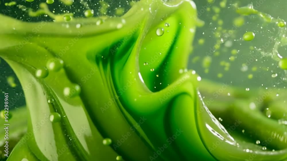 Leinwandbilder a green liquid is splashing out of a container. concept of movement and energy, as if the liquid is 