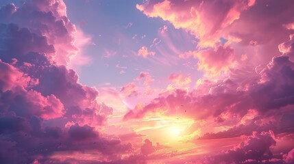 Obraz premium Great sunset sky with clouds all possible shades of pink and purple, great nature background