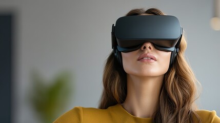 Naklejka premium Woman Experiencing Virtual Reality