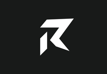 Modern Angular Letter R Logo - Bold Monochrome Design