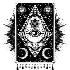 Ouija Board very simple traditional tattoo flash styles illustration