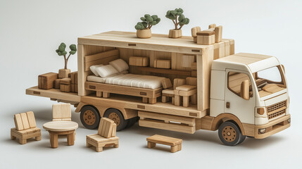 引っ越しトラックのミニチュア