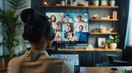 Girl in virtual meeting