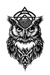 Fototapeta premium Owl Bird head very simple traditional tattoo flash styles illustration