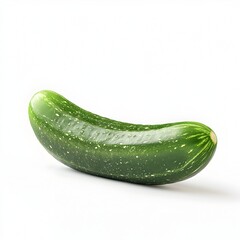 Freshly Picked Cucumber Glistens on Pristine White Background