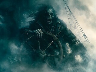 Fototapeta premium Monstrous Creature Emerges from the Stormy Depths of the Perilous Ocean