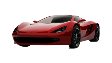Red sports car isolated on transparent background



