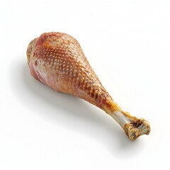 Glistening Roasted Turkey Leg on Pure White Background in Classic Still Life