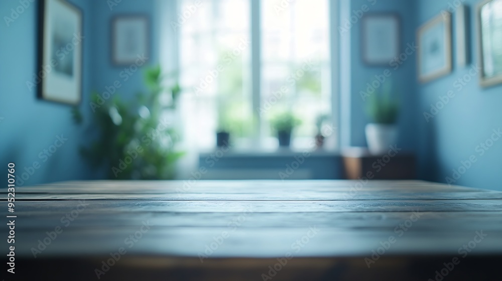 Poster table top and blur background in the bedroom : generative ai