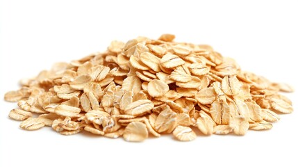 Rolled oats healthy breakfast cereal oat flakes isolated on white background : Generative AI