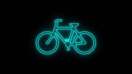 Fototapeta premium Neon and glowing Bicycle Icon. Racing Bicycle Icons on black background.