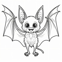 bat children coloring book page isolated