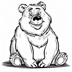 bear children coloring book page isolated
