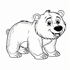 bear children coloring book page isolated