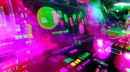 Vibrant Neon Infused Digital Abstract with Dynamic Lighting and Glitch Effects for Broadcast Graphics and Studio Visualizations