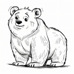 bear children coloring book page isolated