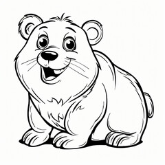bear children coloring book page isolated