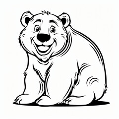 bear children coloring book page isolated